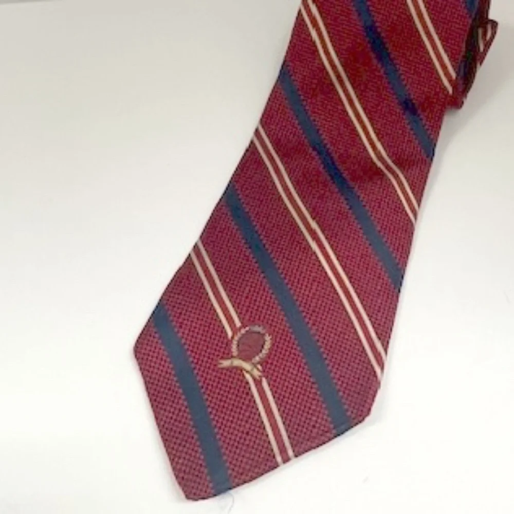 Tommy Hilfiger Red Blue Gold‎ Striped Men’s Tie 100% Silk